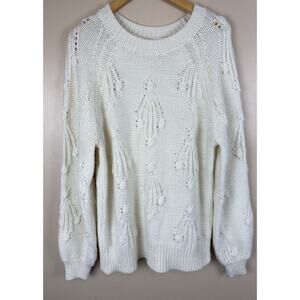 Gap Women Sweater Small Tall Off White Cozycore Cottagecore Chunky Knit